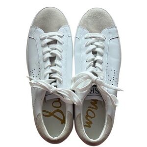 Sam Edelman Womens Aubrie Sneakers White Size 8.5 New Leather Tennis Shoes